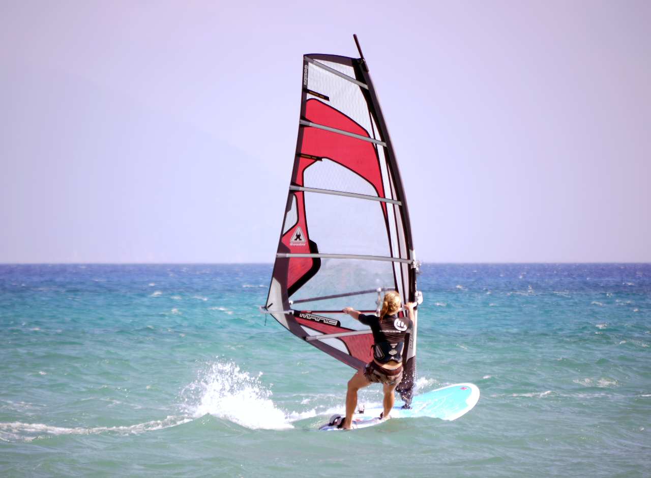 person windsurfing