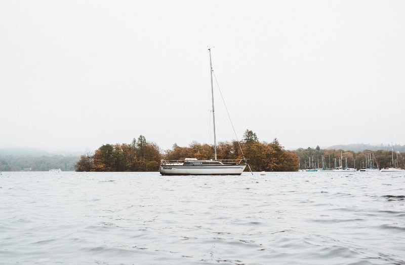 sailing yacht on lake windermere