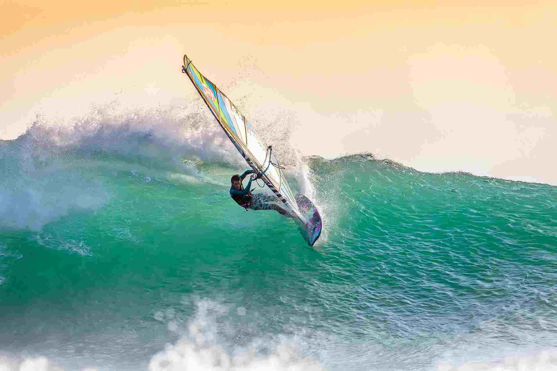 windsurfing at sea