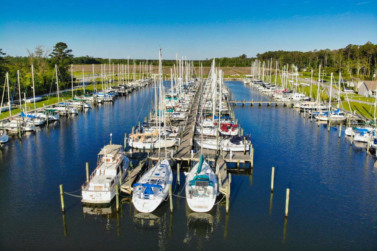 yachts docked at marina