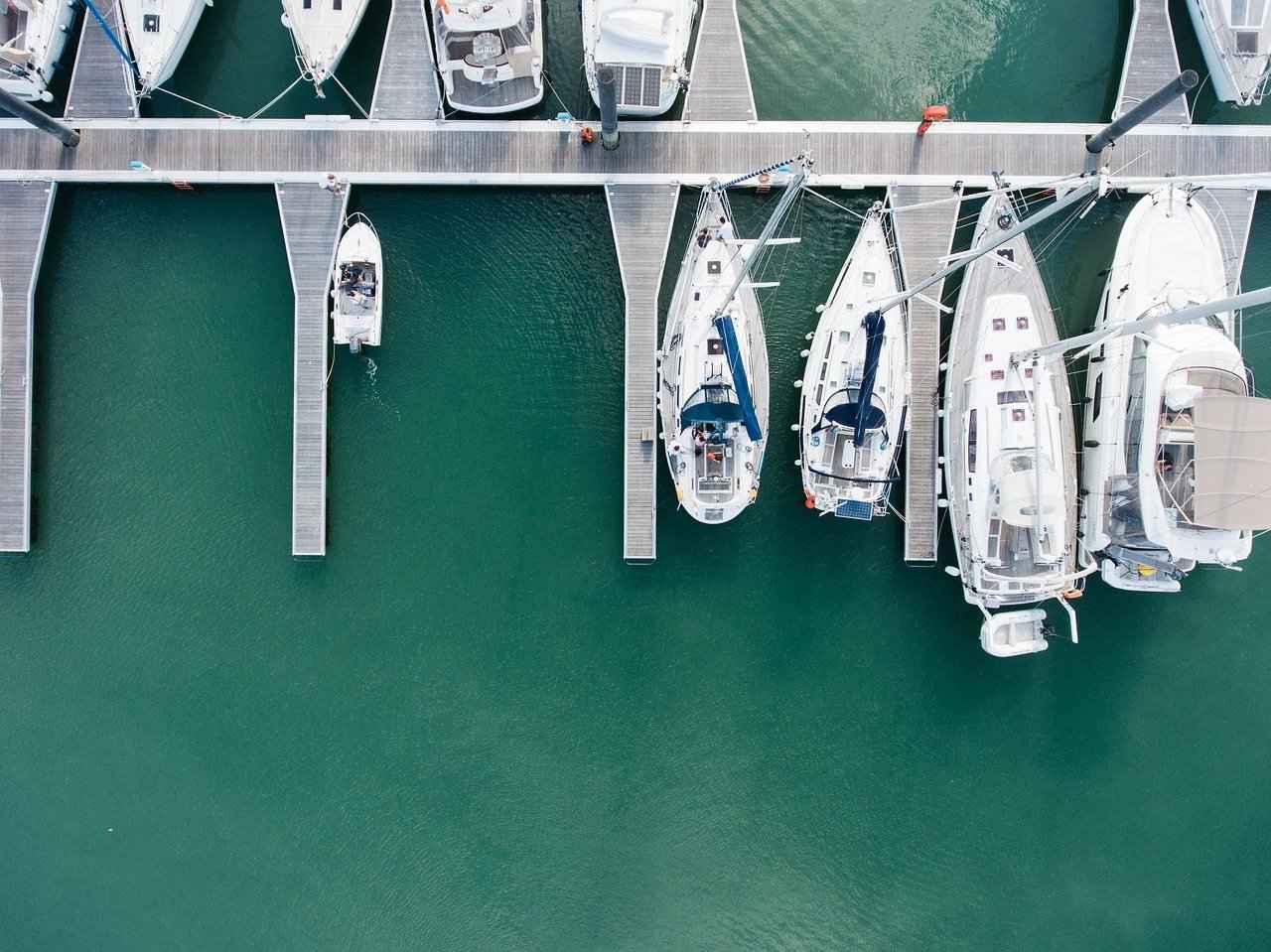 motor yachts on marina